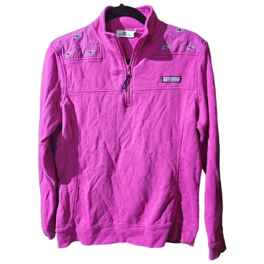 VINEYARD VINES Hot Pink and Navy 3/4 Zip Pullover Sweatshirt - Size Medium